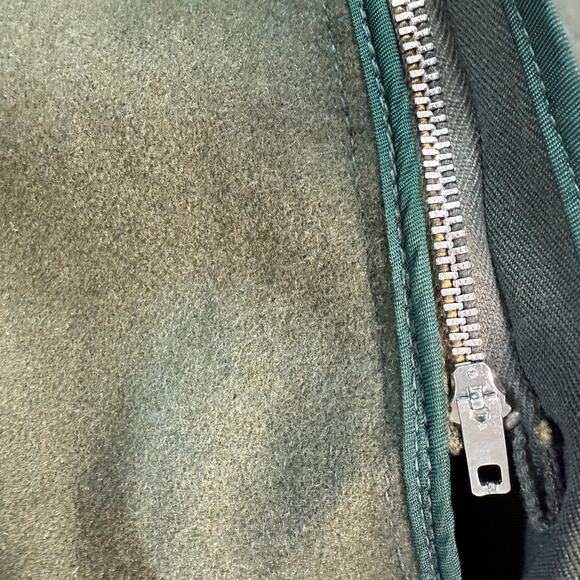 Vintage 70s Men's 44 Wool Army Green Coat with Removable Liner - Picture 9 of 11